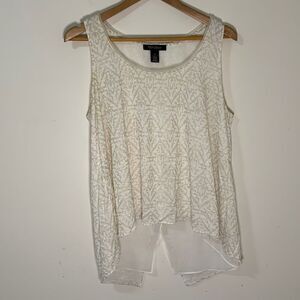 White House Black Market Women's Split Back Sleeveless Blouse Layered M